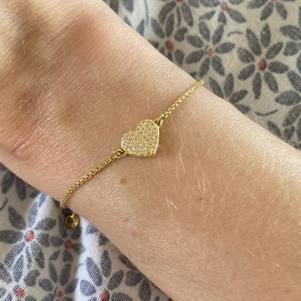 Kate Spade Gold Tone Heart Studded Cinch Bracelet